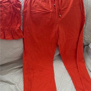 Vibrant Orange Pants and Top Set